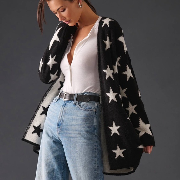 Anthropologie Sweaters - Anthropologie Cardigan Womens XS/S Maeve Star Printed Slouchy Oversized Sweater